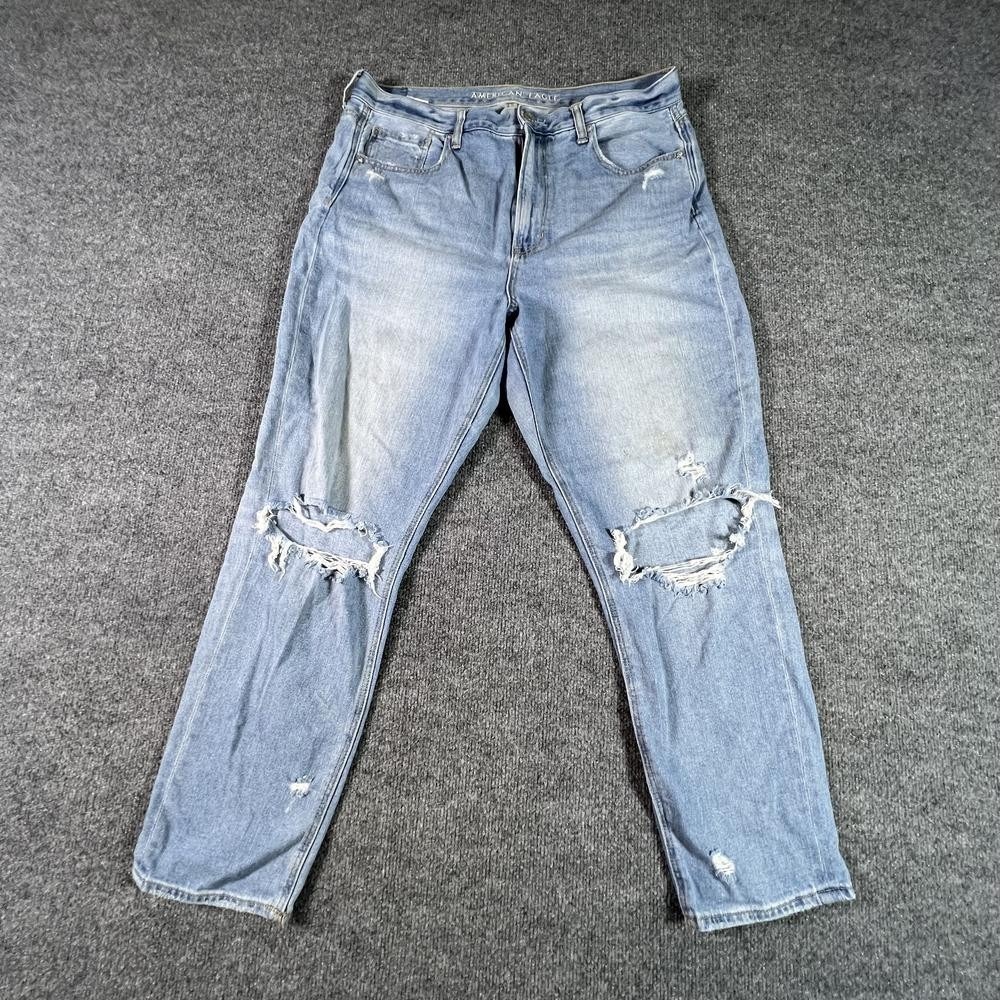 American Eagle Outfitters Mom Jeans Women's 14 Blue Cotton Denim Distressed